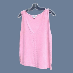 St John Pink V Neck Lightweight Silk Wool Knit Sweater Vest Shell *Flaw